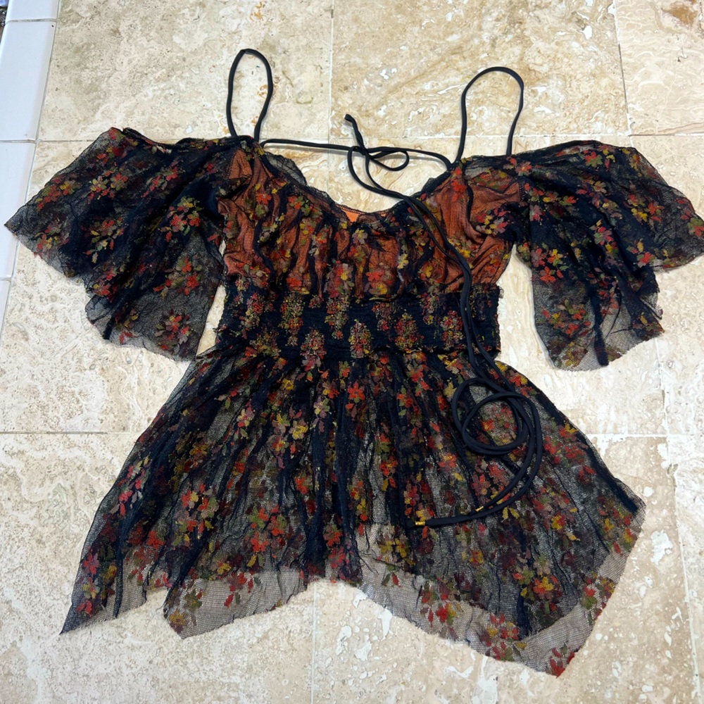 FREE PEOPLE Layered Lace Strappy Top
